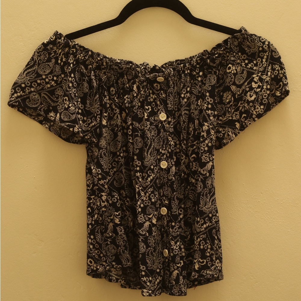 SOLD-Pink Peony S off the shoulder top